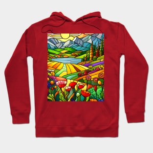 Stained Glass Colorful Mountain Flowers Hoodie